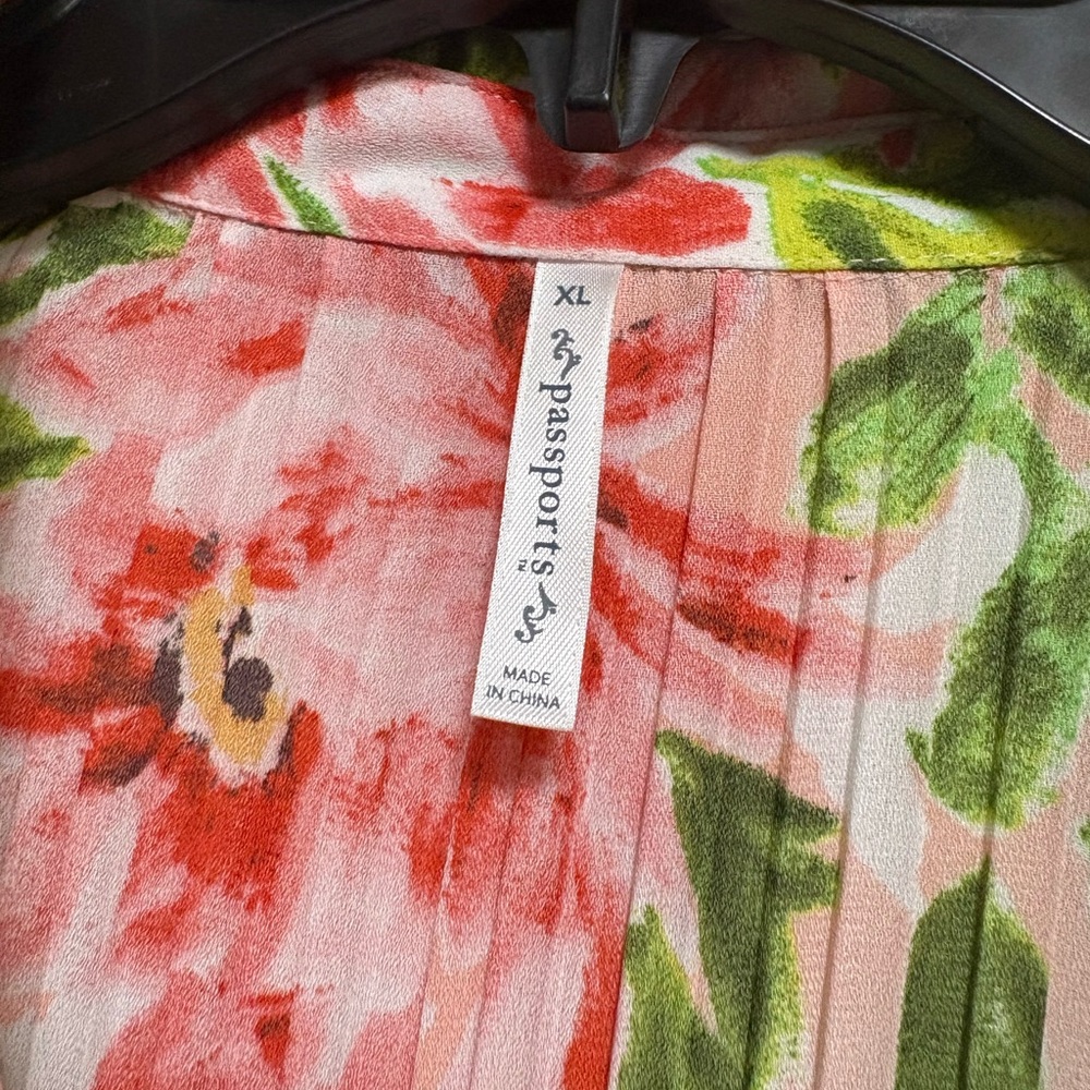 Floral Pink and Green Dress - L